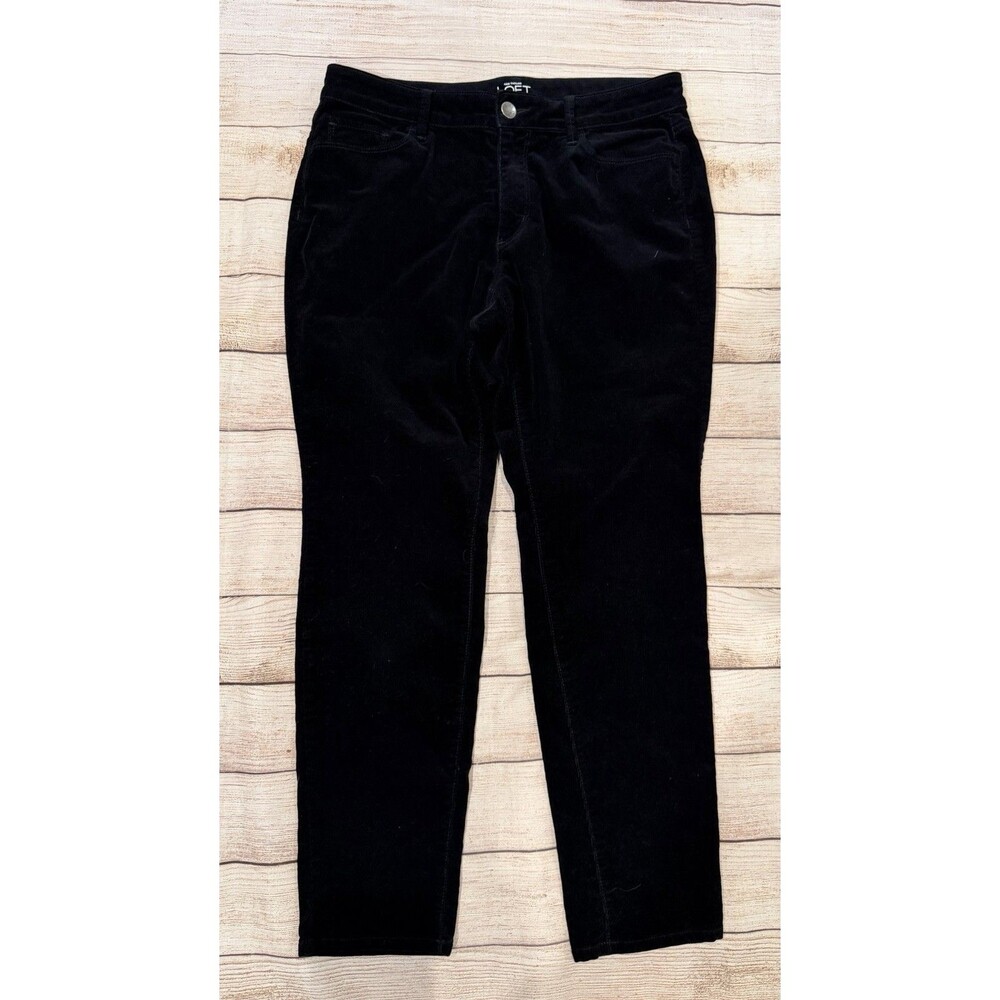 Ann Taylor LOFT Women’s Curvy Fit Pant Corduroy Trouser Stretch Black 12 Petite